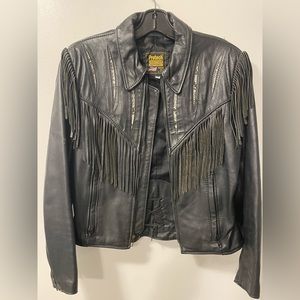 Beautiful authentic black leather jacket